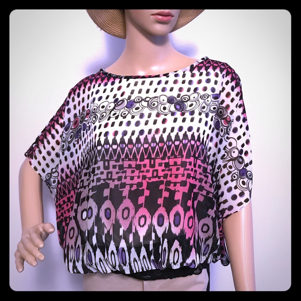 Dressbarn Multi Color Patterned  Blouse